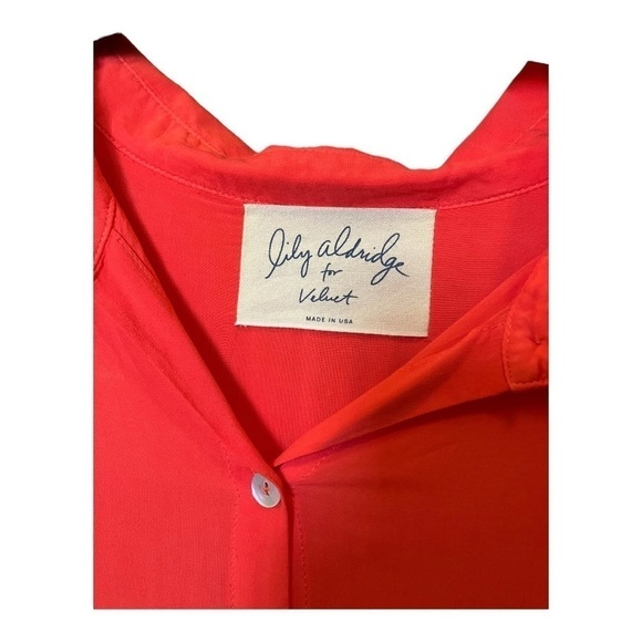 Anthropologie Lily Aldridge for Velvet Rayon Collared Red Shirt Dress Sz M - Picture 2 of 7